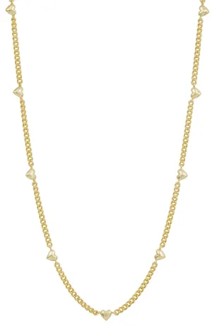 18K GOLD PLATED HEART STATION NECKLACE