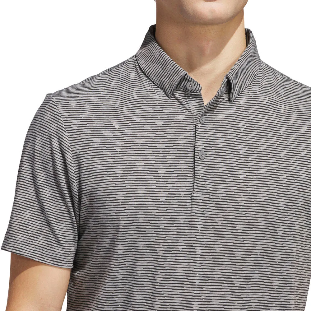 adidas Go-To Printed Stripe Polo Shirt - Grey Three Mel/Black
