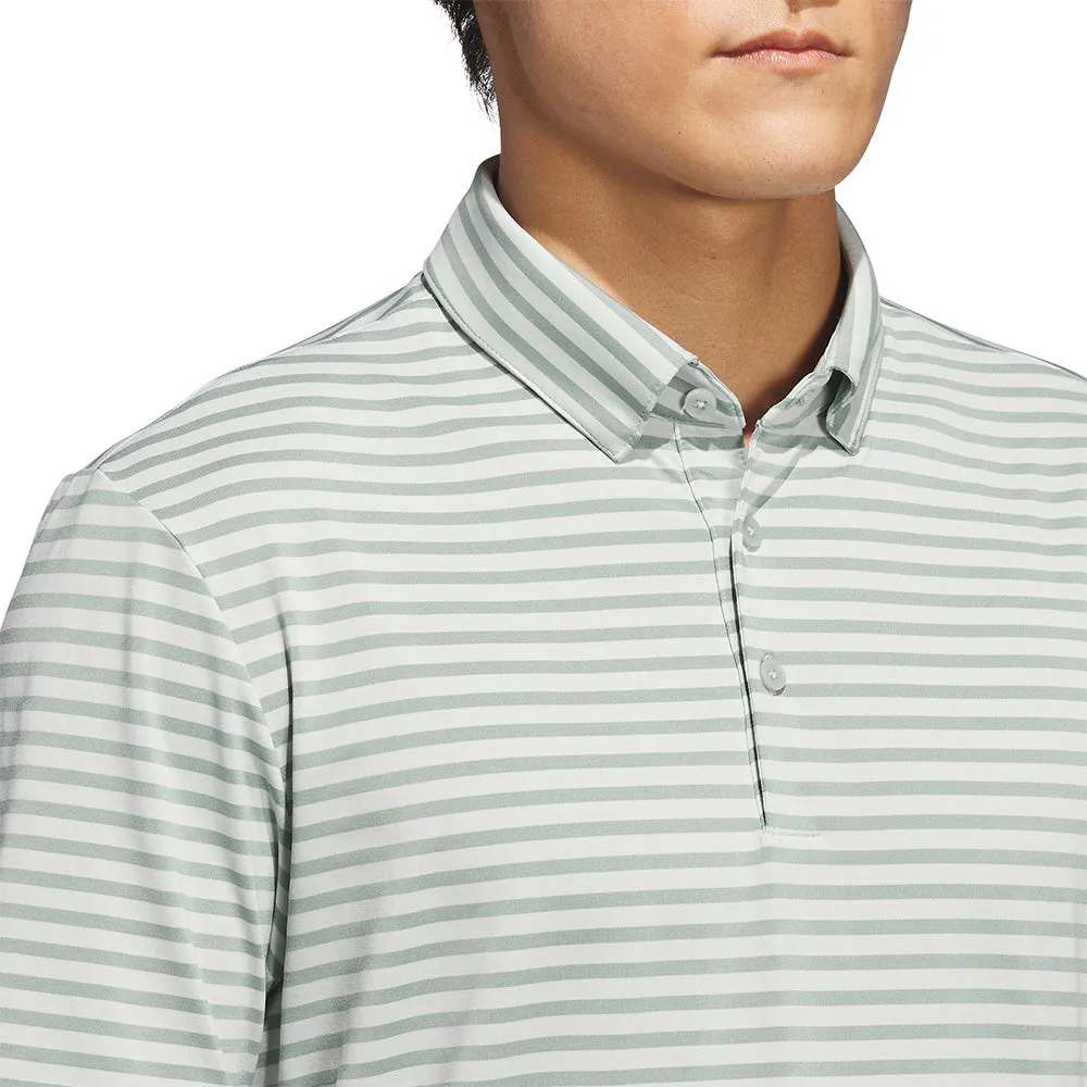 adidas Ultimate365 Stripe Polo Shirt - Silver Green/Wonder Silver