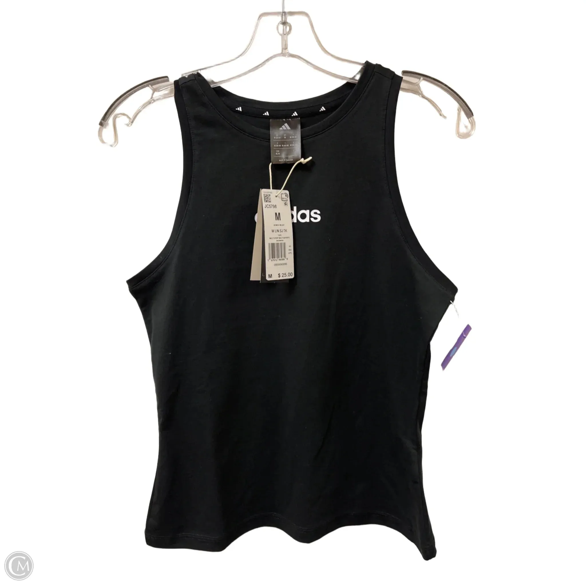 Athletic Tank Top By Adidas In Black, Size: M