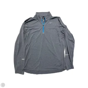 Athletic Top Long Sleeve Collar By Nike In Grey, Size: L