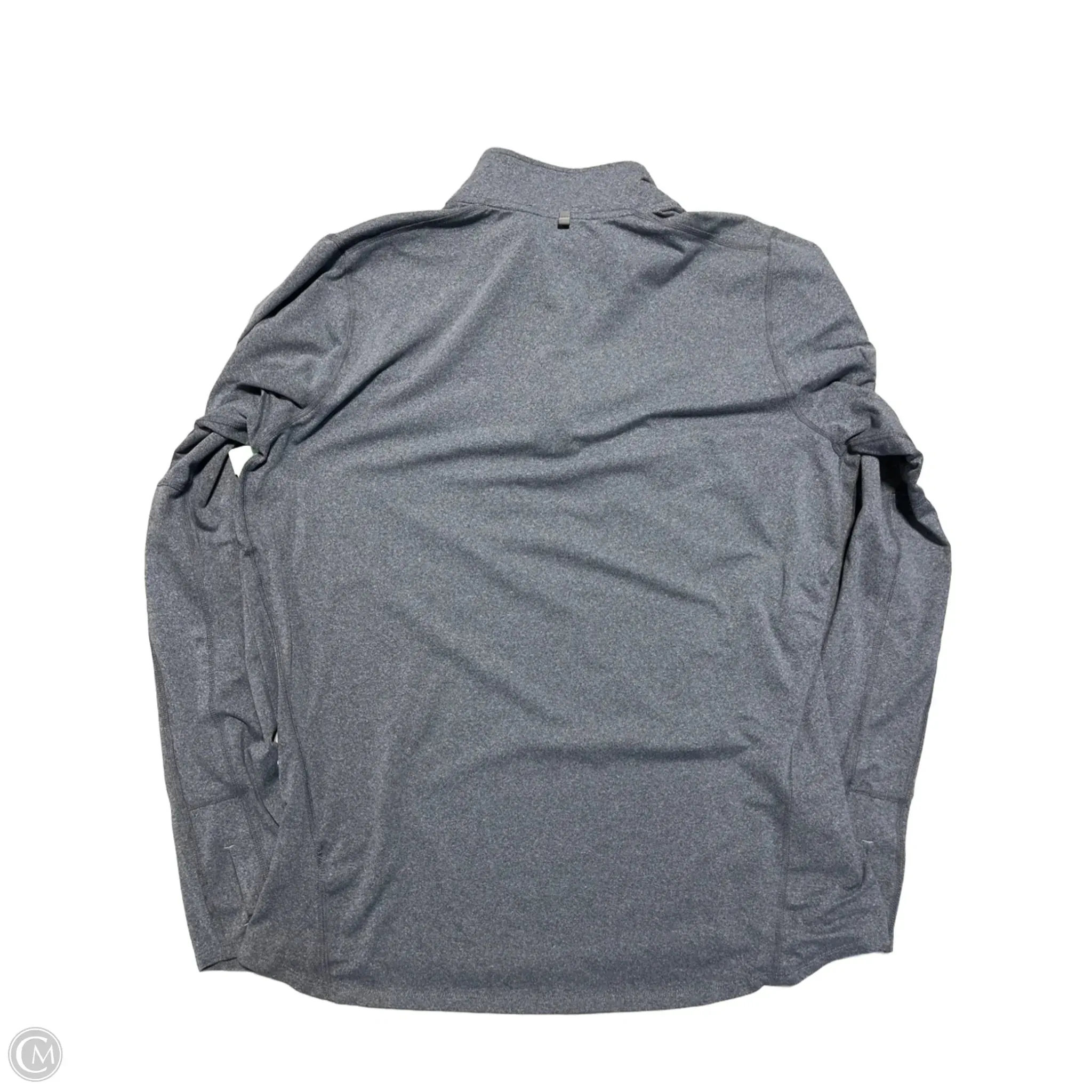 Athletic Top Long Sleeve Collar By Nike In Grey, Size: L