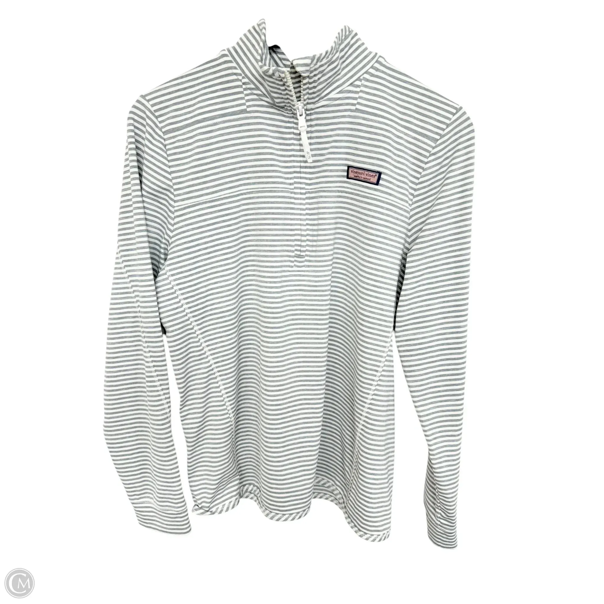 Athletic Top Long Sleeve Collar By Vineyard Vines In Grey & White, Size: M