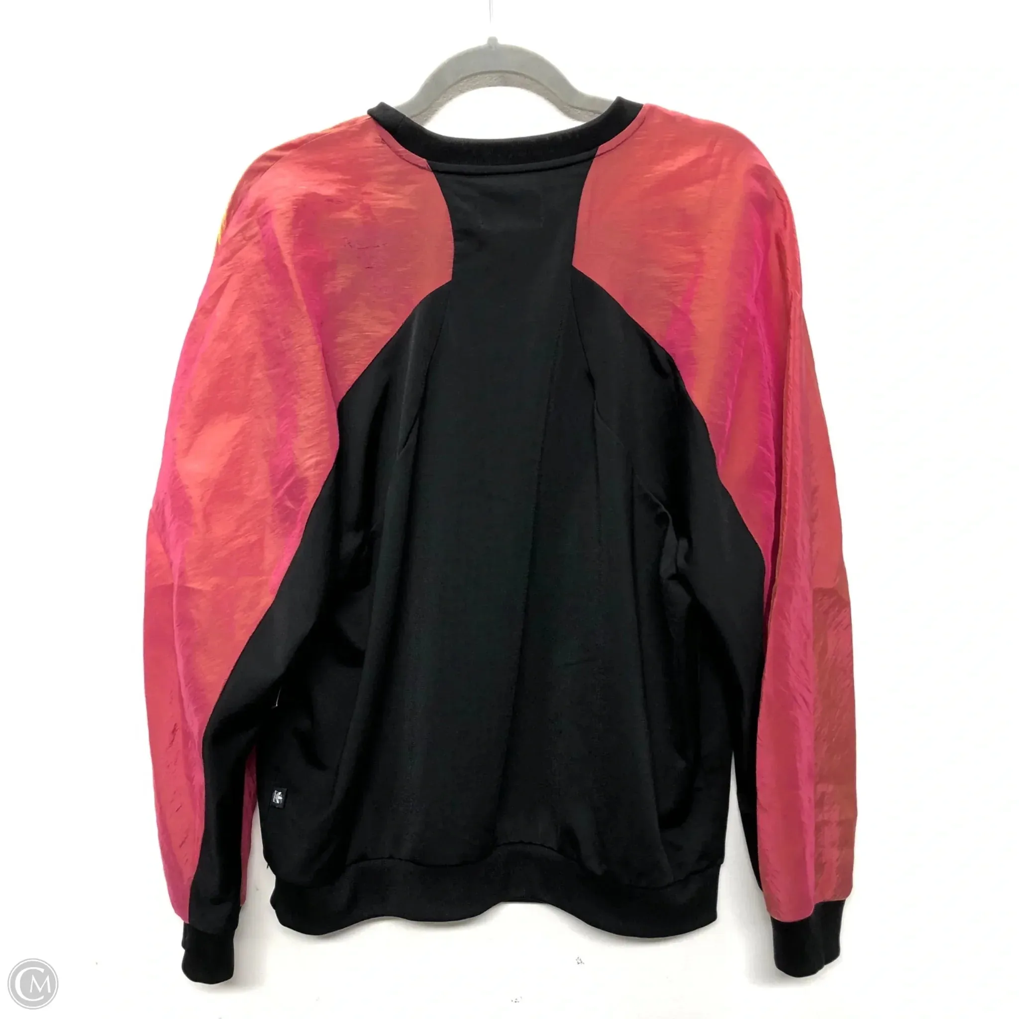 Athletic Top Long Sleeve Crewneck By Adidas In Black & Orange, Size: M