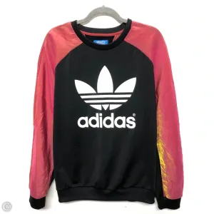 Athletic Top Long Sleeve Crewneck By Adidas In Black & Orange, Size: M