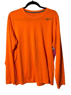 Athletic Top Long Sleeve Crewneck By Nike In Orange, Size: M