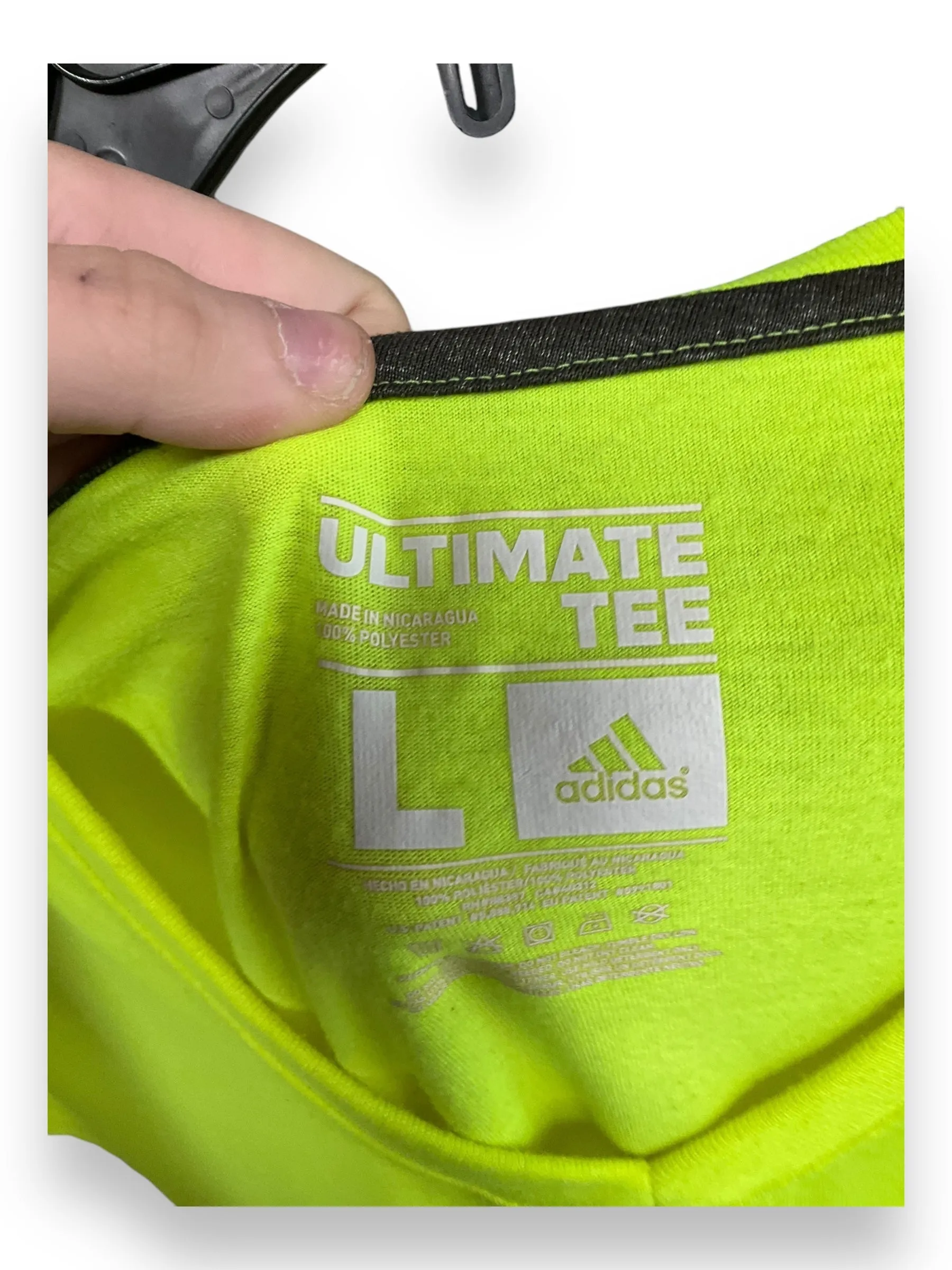 Athletic Top Short Sleeve By Adidas In Green, Size: L