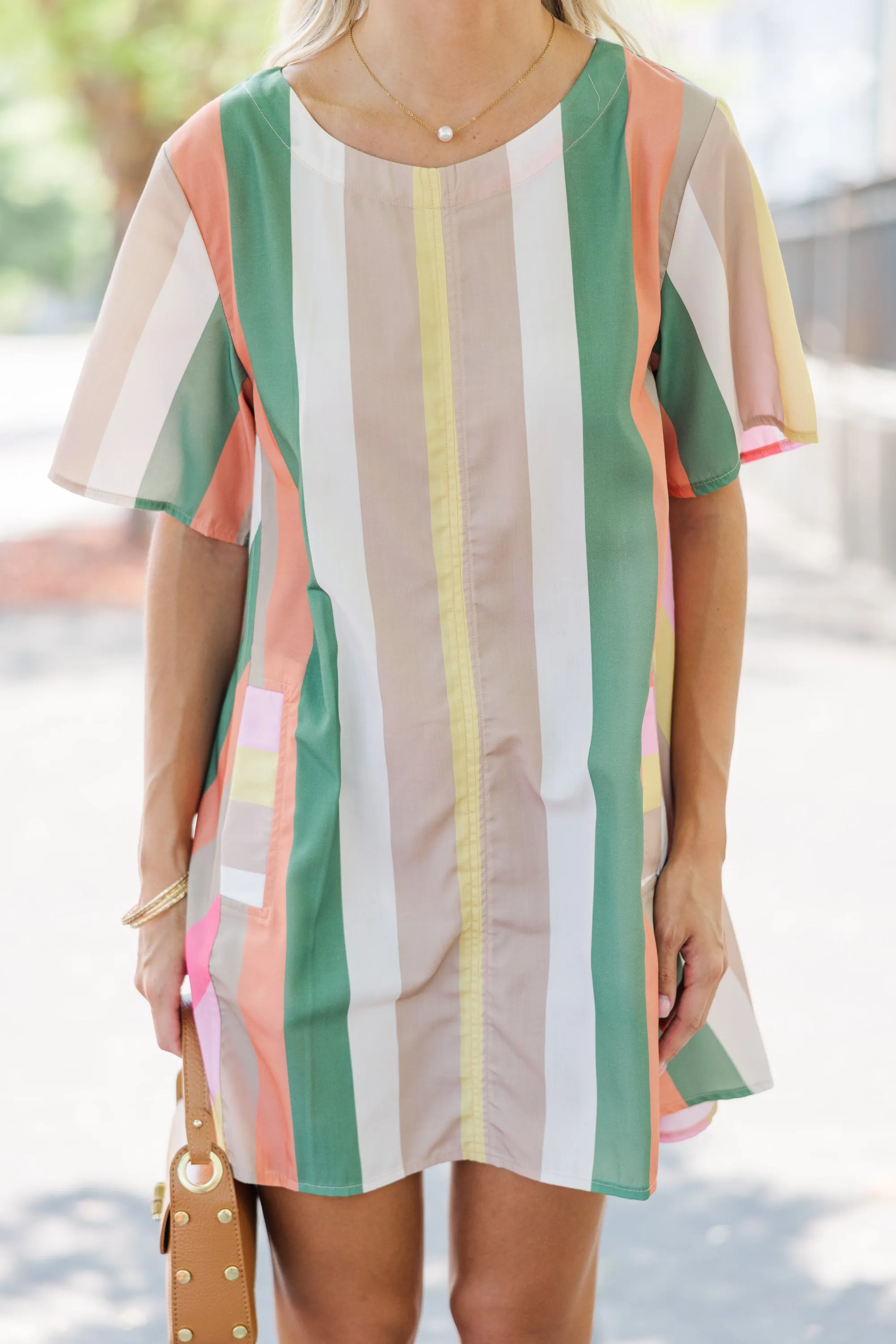 Be The Moment Olive Striped Dress