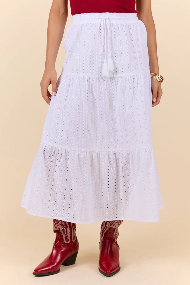 Be Yourself White Drawstring Eyelet Skirt