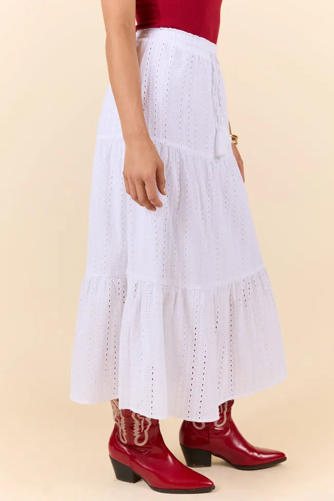 Be Yourself White Drawstring Eyelet Skirt