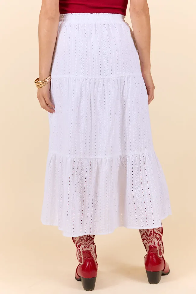 Be Yourself White Drawstring Eyelet Skirt