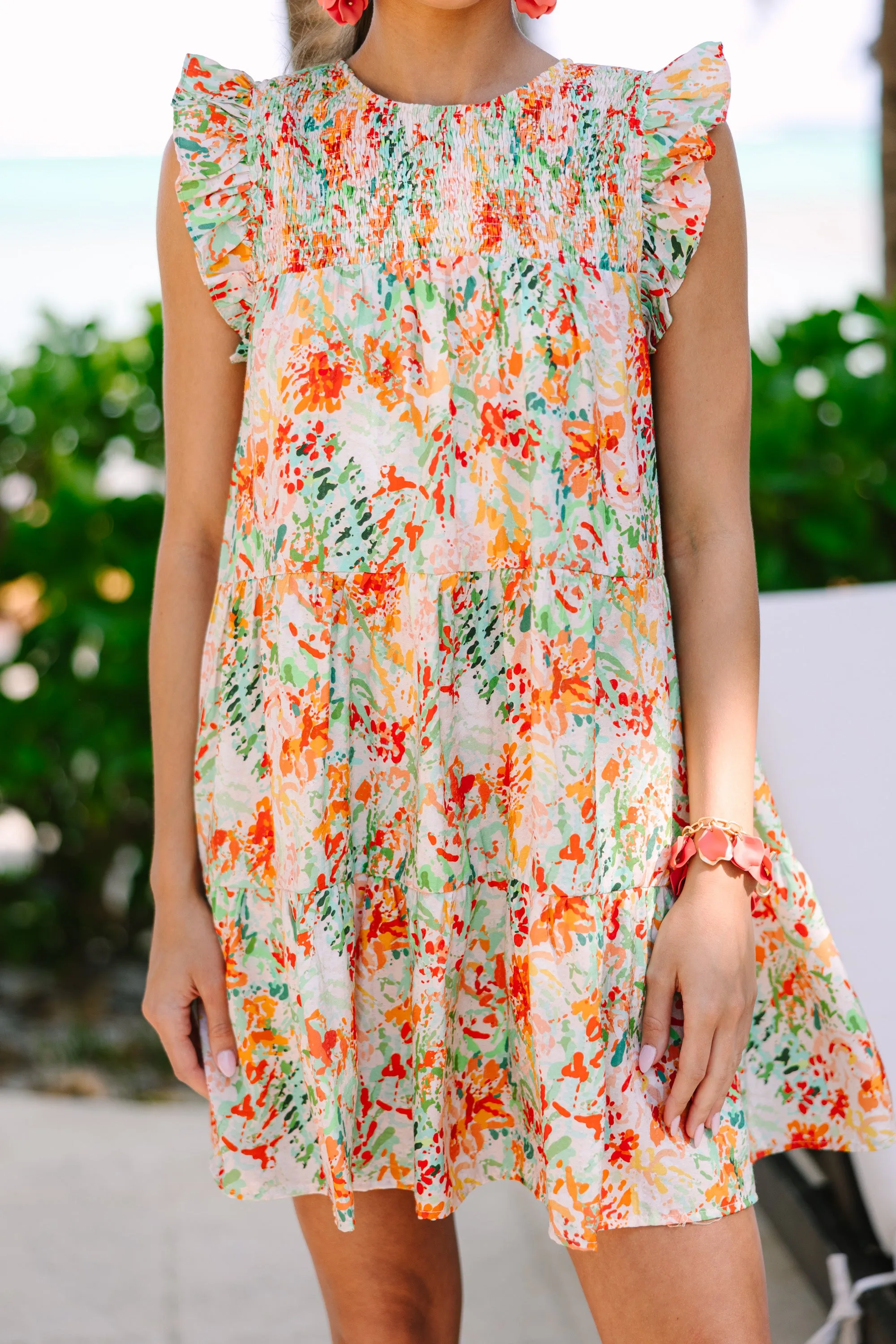 Before You Know It Off White Ditsy Floral Dress