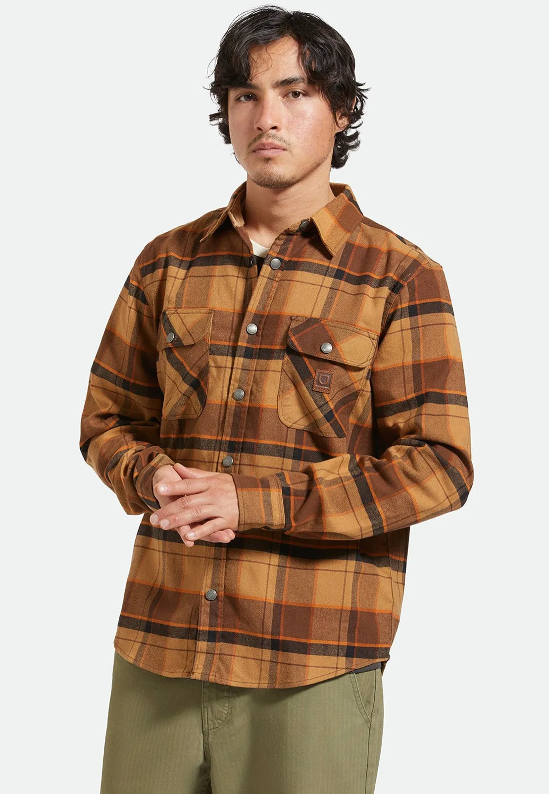 Brixton - Builders Bowery Flannel Burro Brown/Pinecone Brown/Black - Shirt