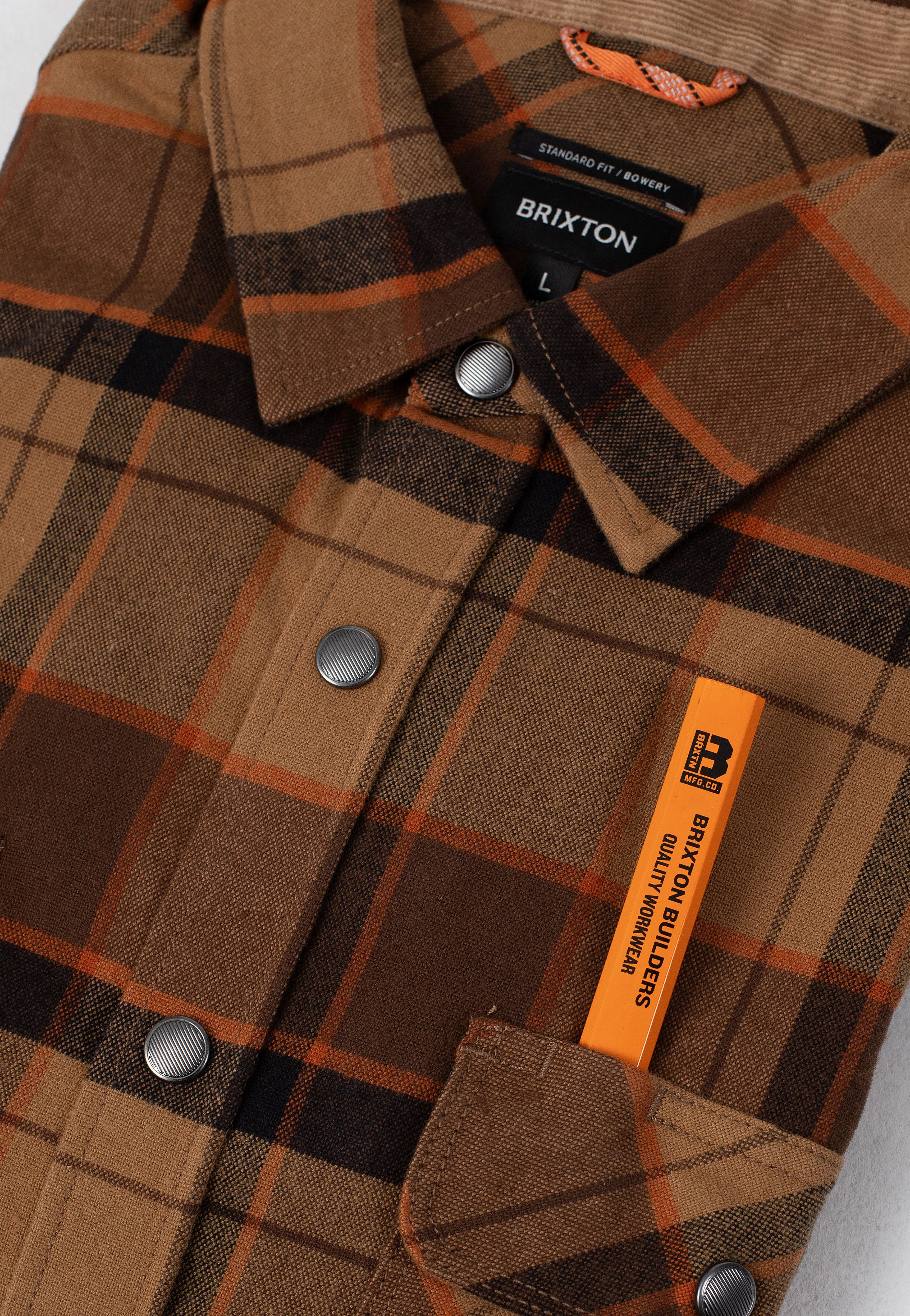 Brixton - Builders Bowery Flannel Burro Brown/Pinecone Brown/Black - Shirt