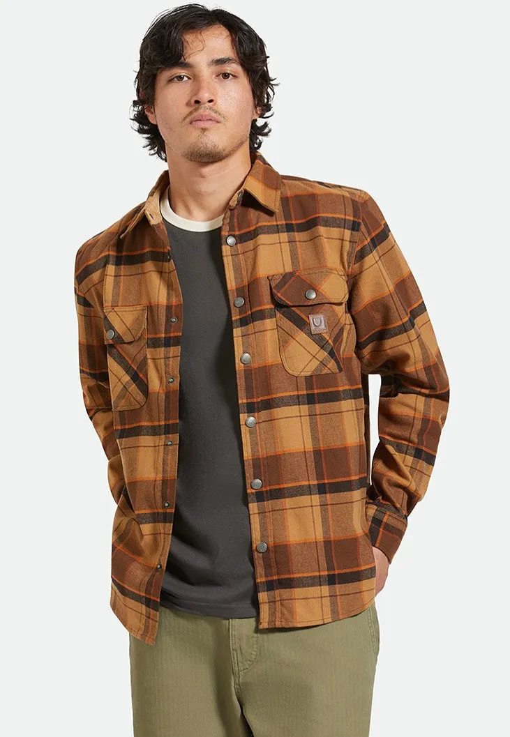 Brixton - Builders Bowery Flannel Burro Brown/Pinecone Brown/Black - Shirt