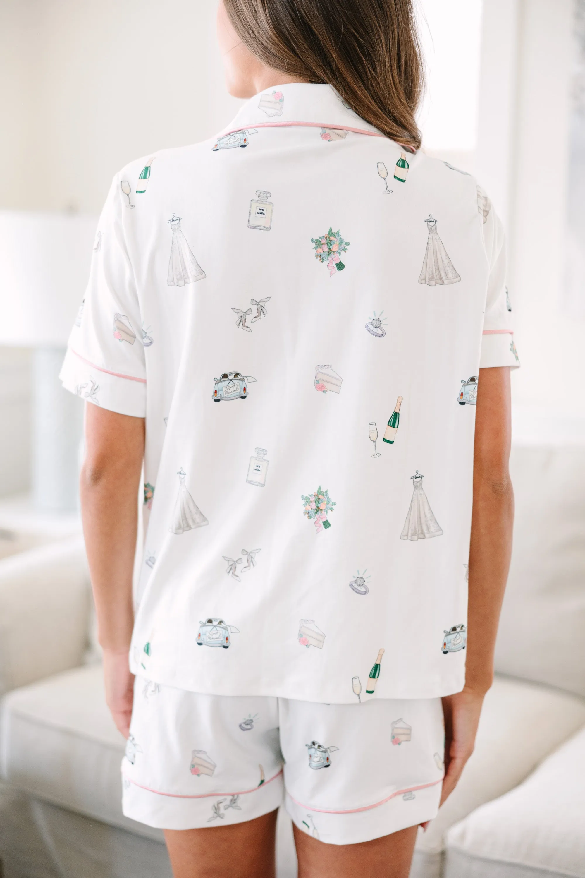 Can't Wait Any Longer White Bridal S/S Pajama Set