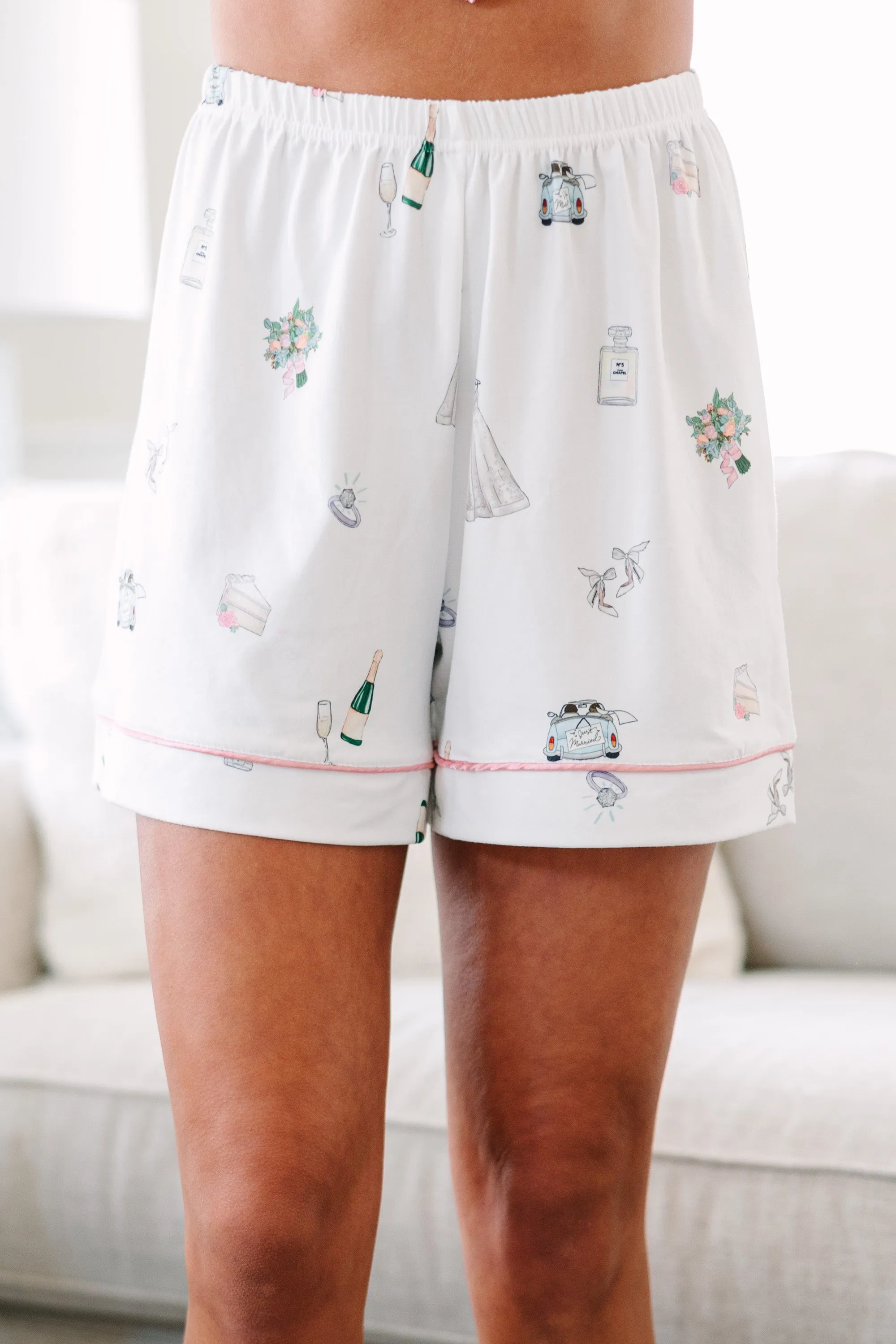 Can't Wait Any Longer White Bridal S/S Pajama Set