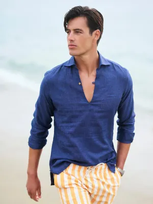 Capri Navy Linen Shirt
