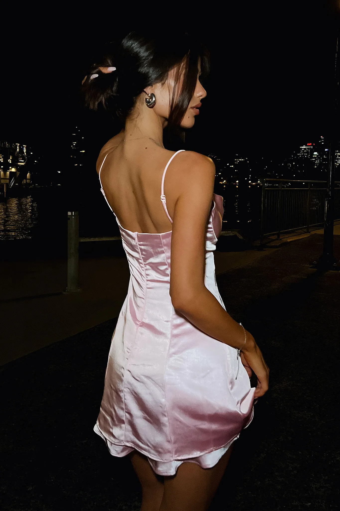Cecilia Satin Mini Dress - Baby Pink