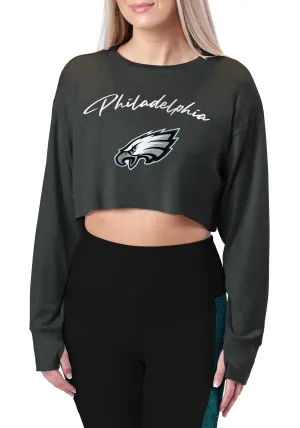 Certo By Northwest NFL Women's Philadelphia Eagles Central Crop Top, Black