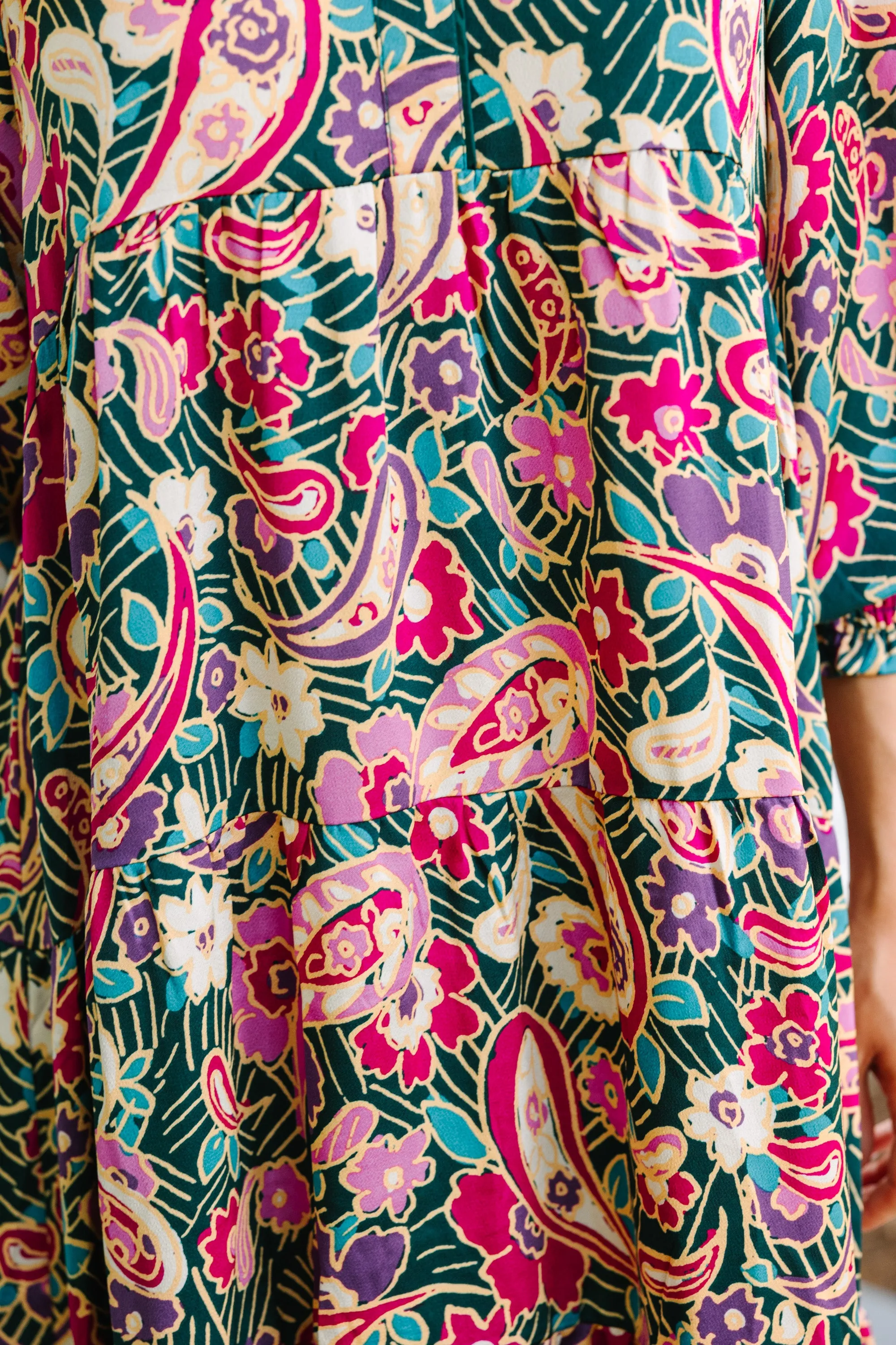 Change Your Mint Teal Green Paisley Midi Dress