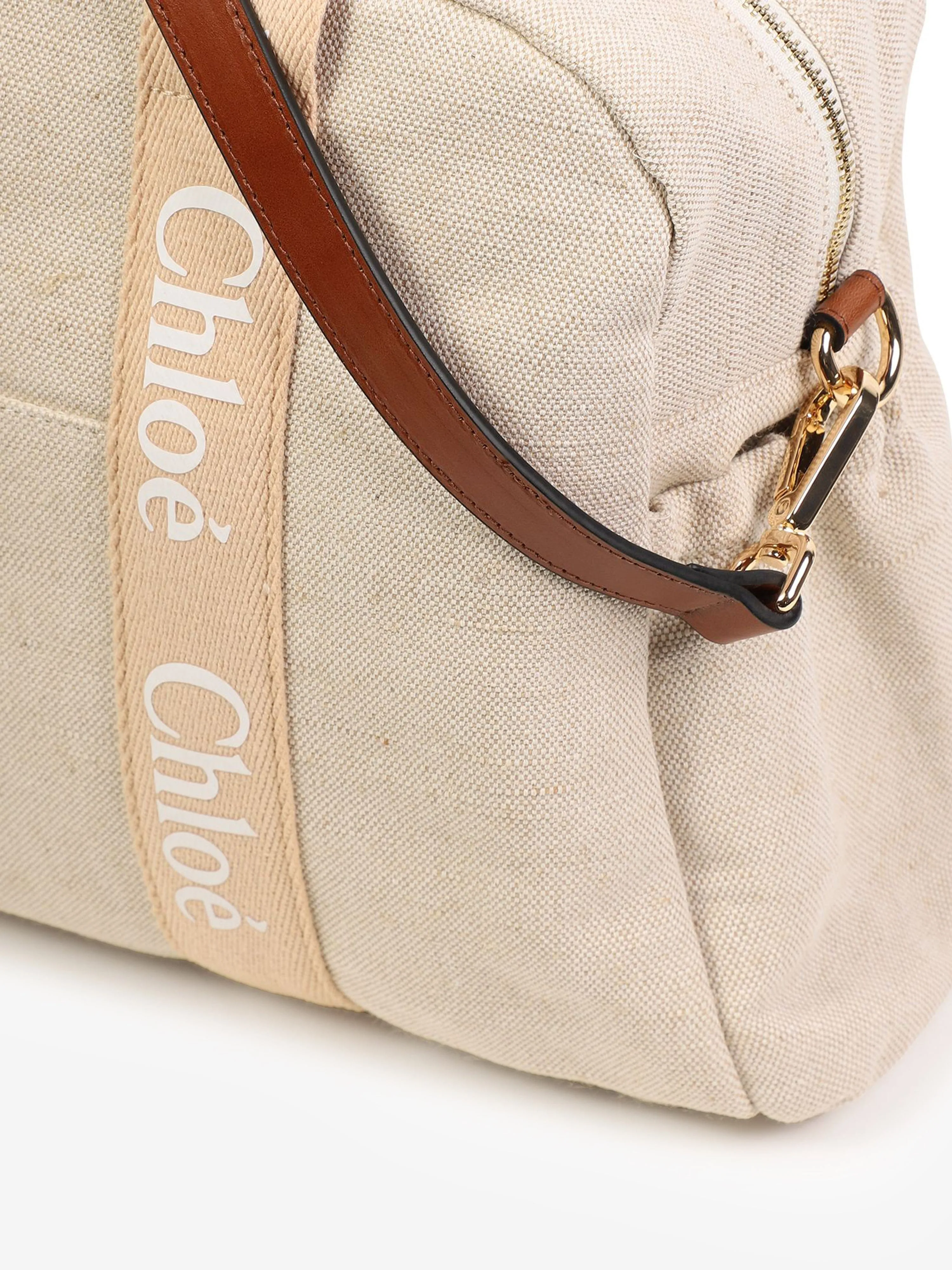 Chlo Baby Canvas Changing Bag in Beige (41cm)
