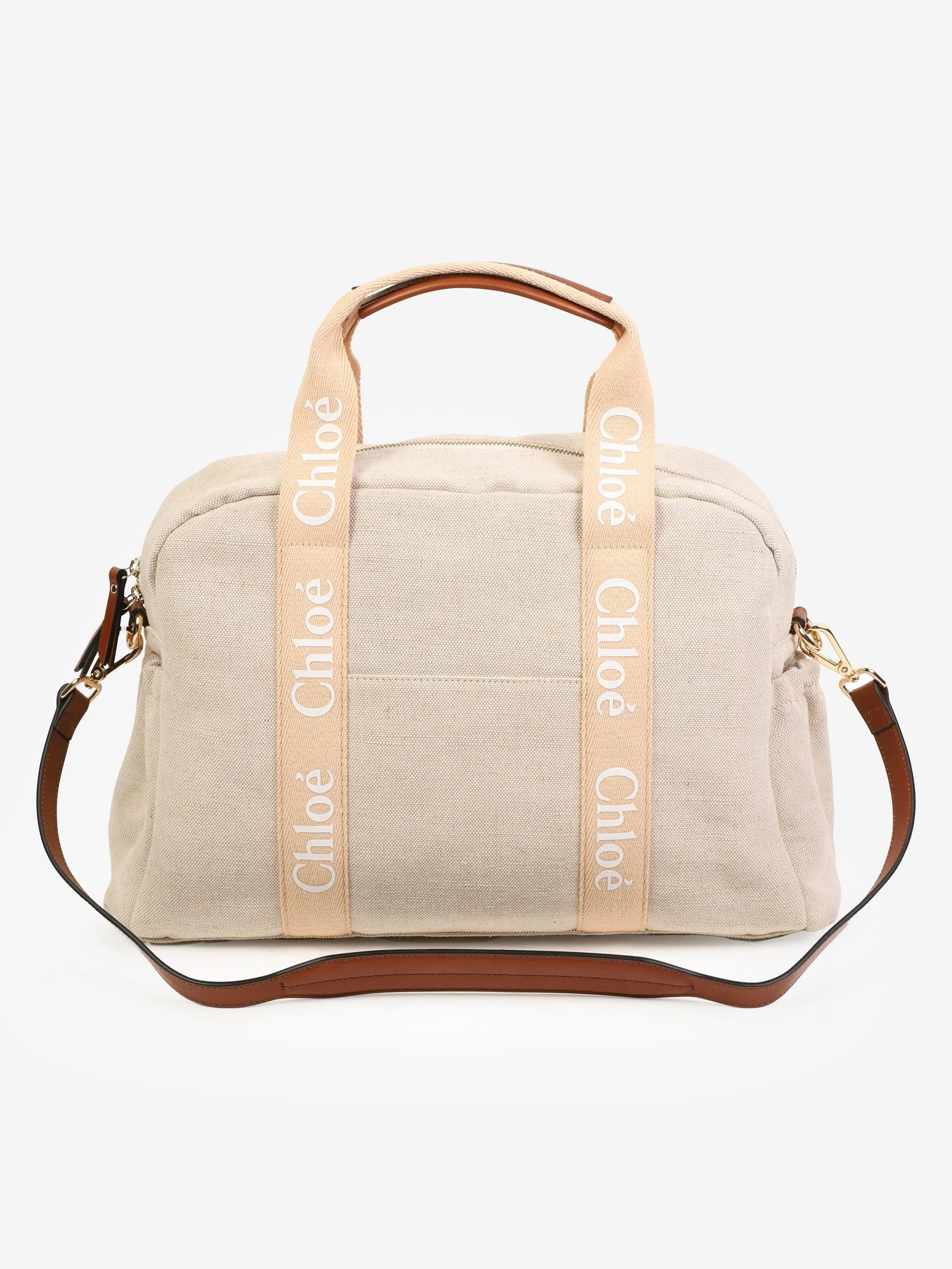 Chlo Baby Canvas Changing Bag in Beige (41cm)