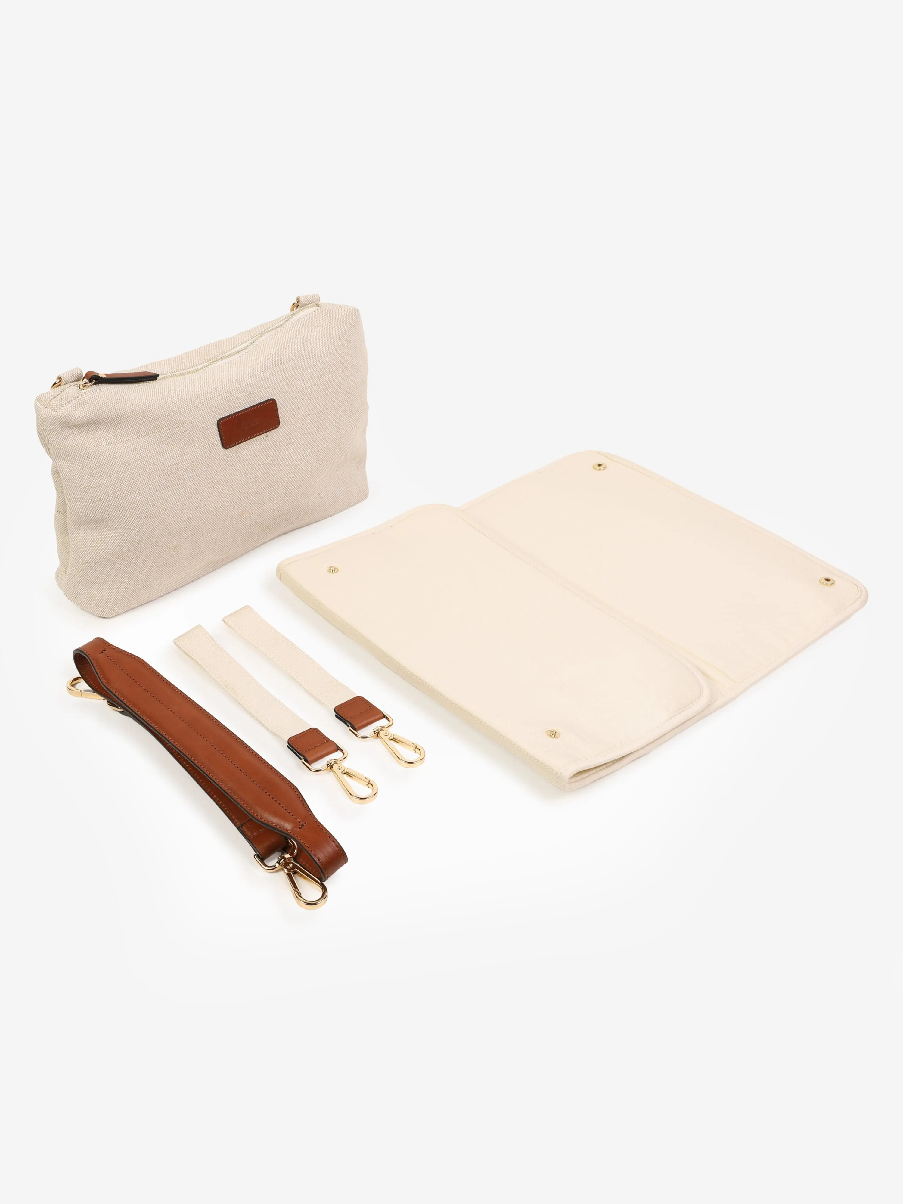 Chlo Baby Canvas Changing Bag in Beige (41cm)