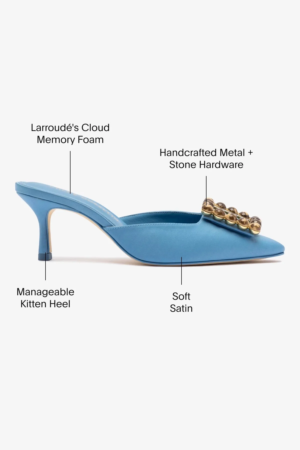 Chloe Gosselin by Larroud Ava Mule In Blue Satin