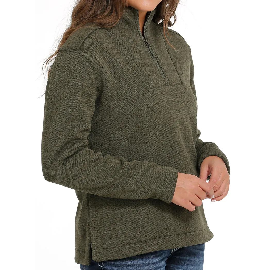 Cinch Women's Olive Solid Fleece Pullover