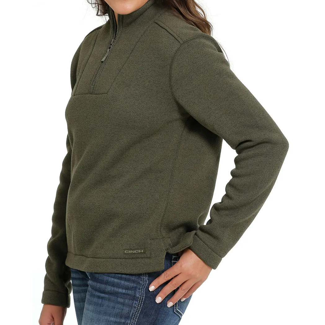 Cinch Women's Olive Solid Fleece Pullover