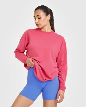 Classic Oversized Lightweight Long Sleeve Top | Velvet Pink