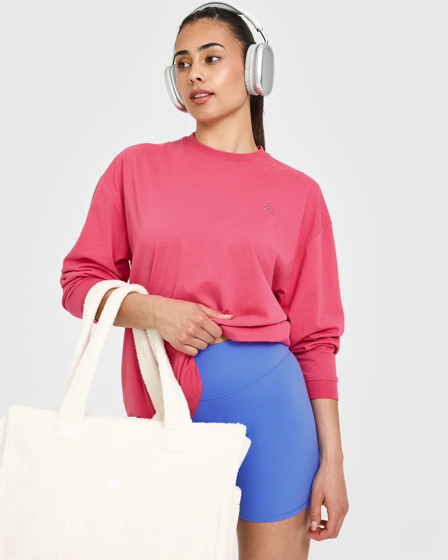 Classic Oversized Lightweight Long Sleeve Top | Velvet Pink