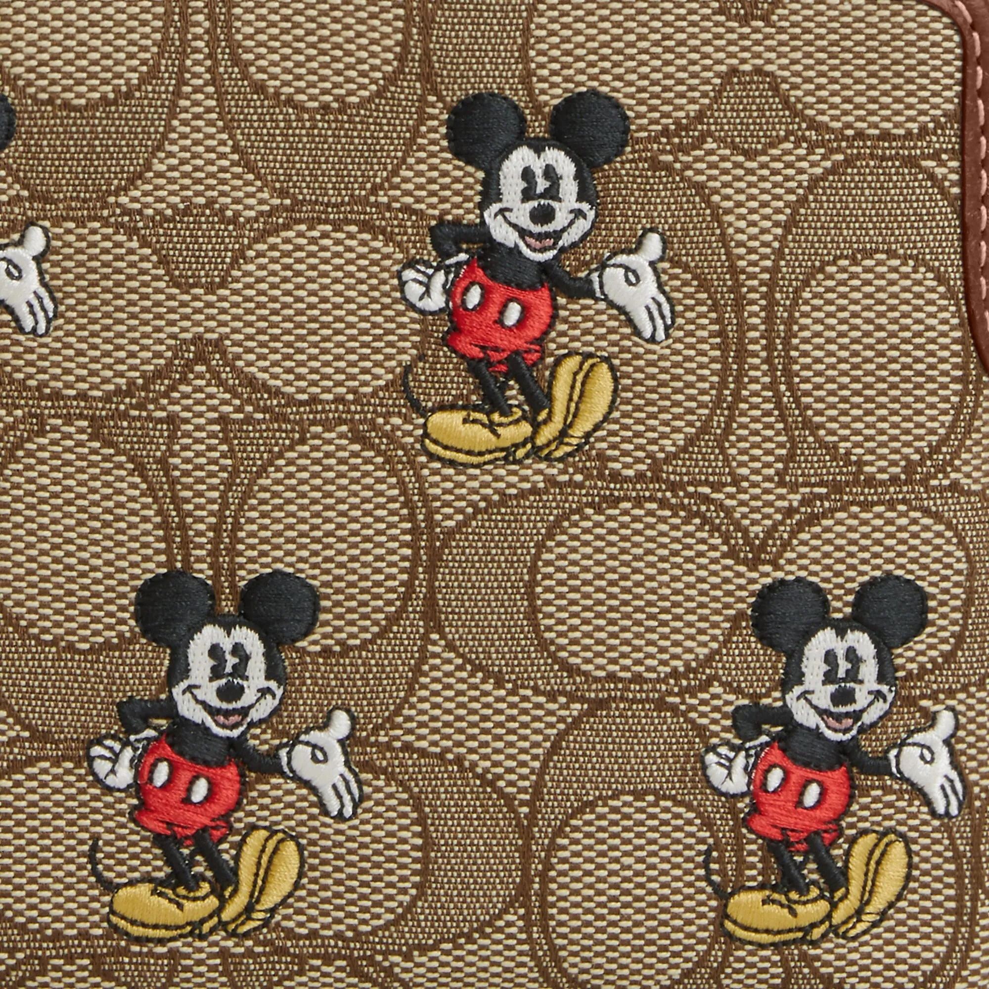Coach Outlet Disney X Coach Corner Zip Wristlet In Signature Jacquard With Mickey Mouse Print