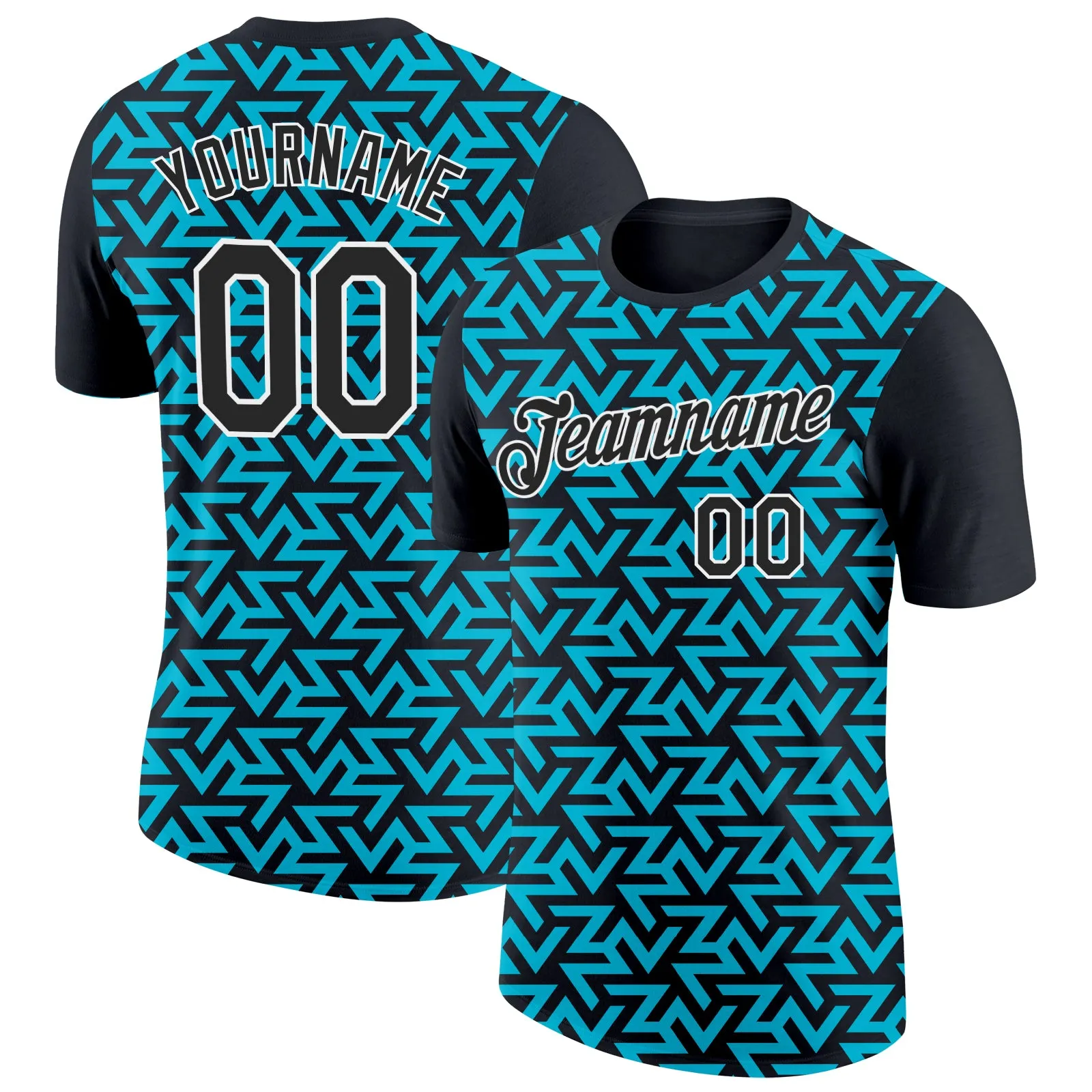 Custom Black Lakes Blue-White 3D Esports Performance T-Shirt