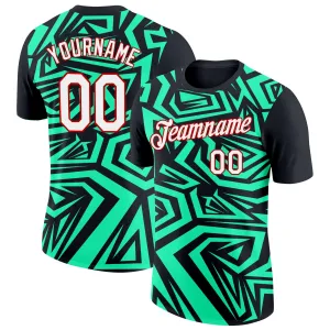 Custom Black Pea Green-Red 3D Esports Performance T-Shirt