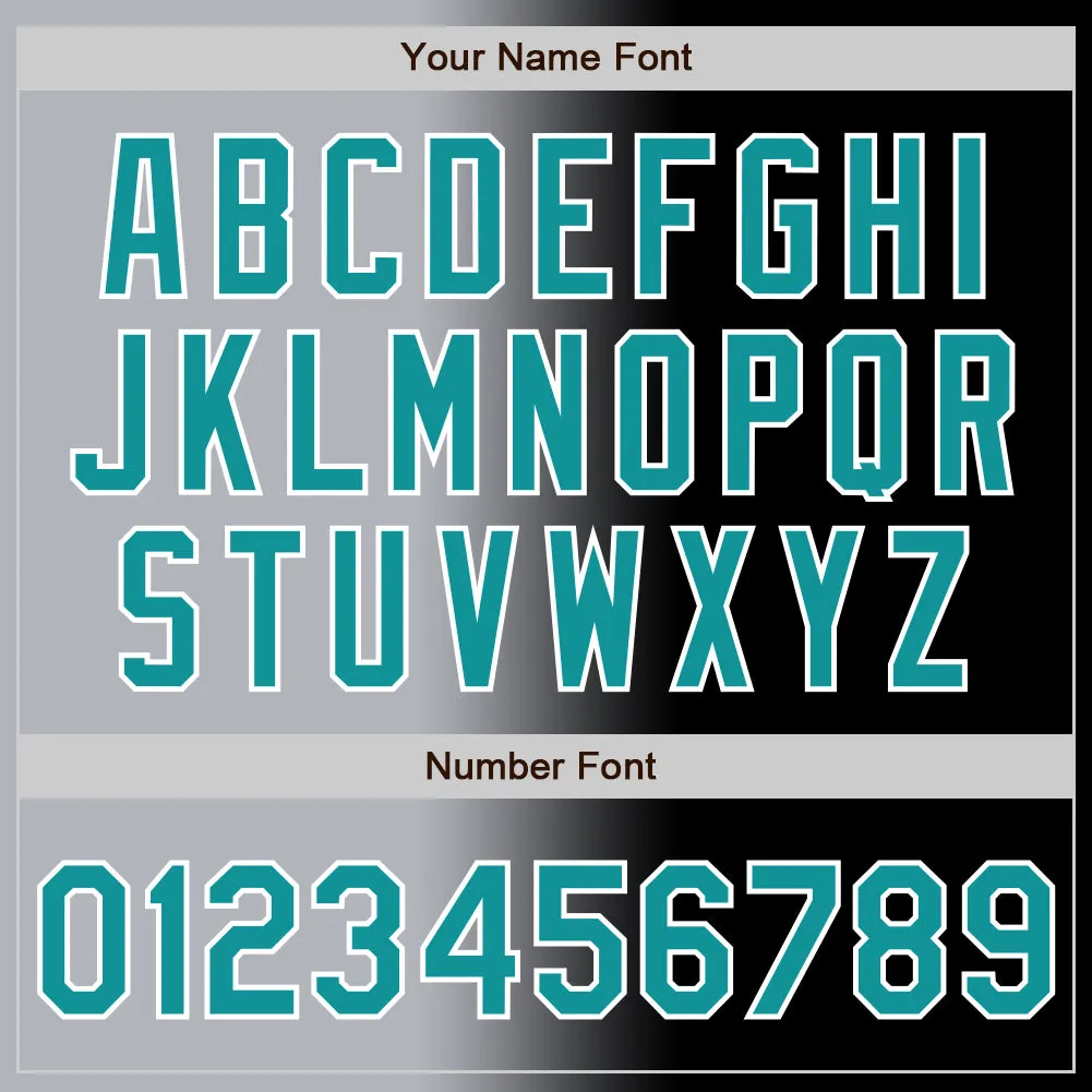 Custom Black Teal Gray-White Authentic Gradient Fashion Baseball Jersey