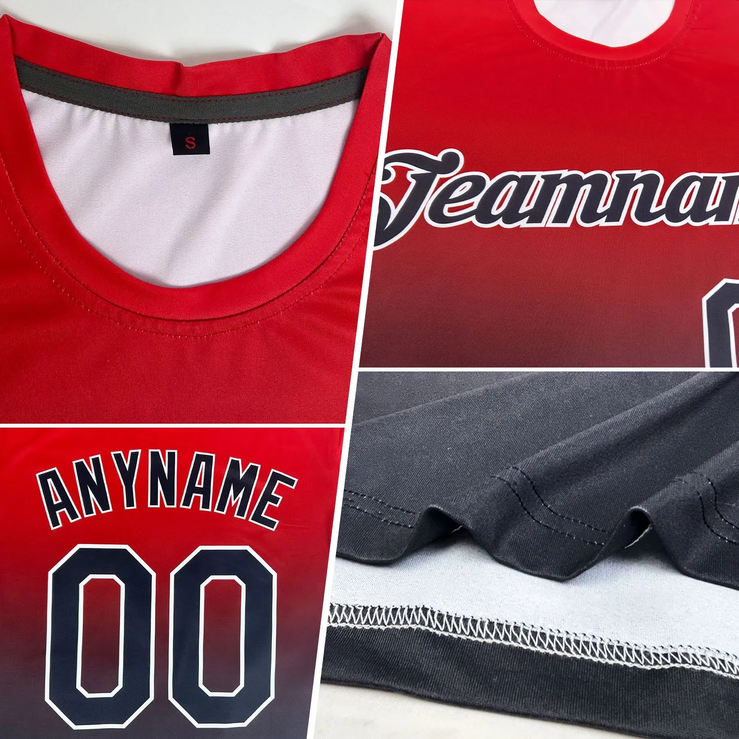 Custom Crimson White-Black Fade Fashion Performance T-Shirt