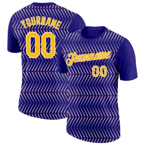 Custom Dark Purple Gold Cream Red-White 3D Esports Performance T-Shirt