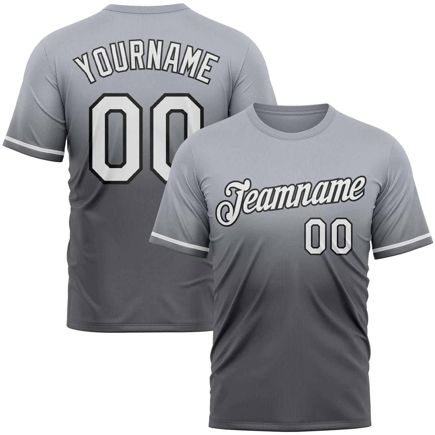 Custom Gray Steel Gray-Black Fade Fashion Performance T-Shirt