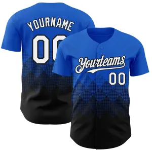 Custom Thunder Blue White-Black 3D Gradient Square Shape Authentic Baseball Jersey