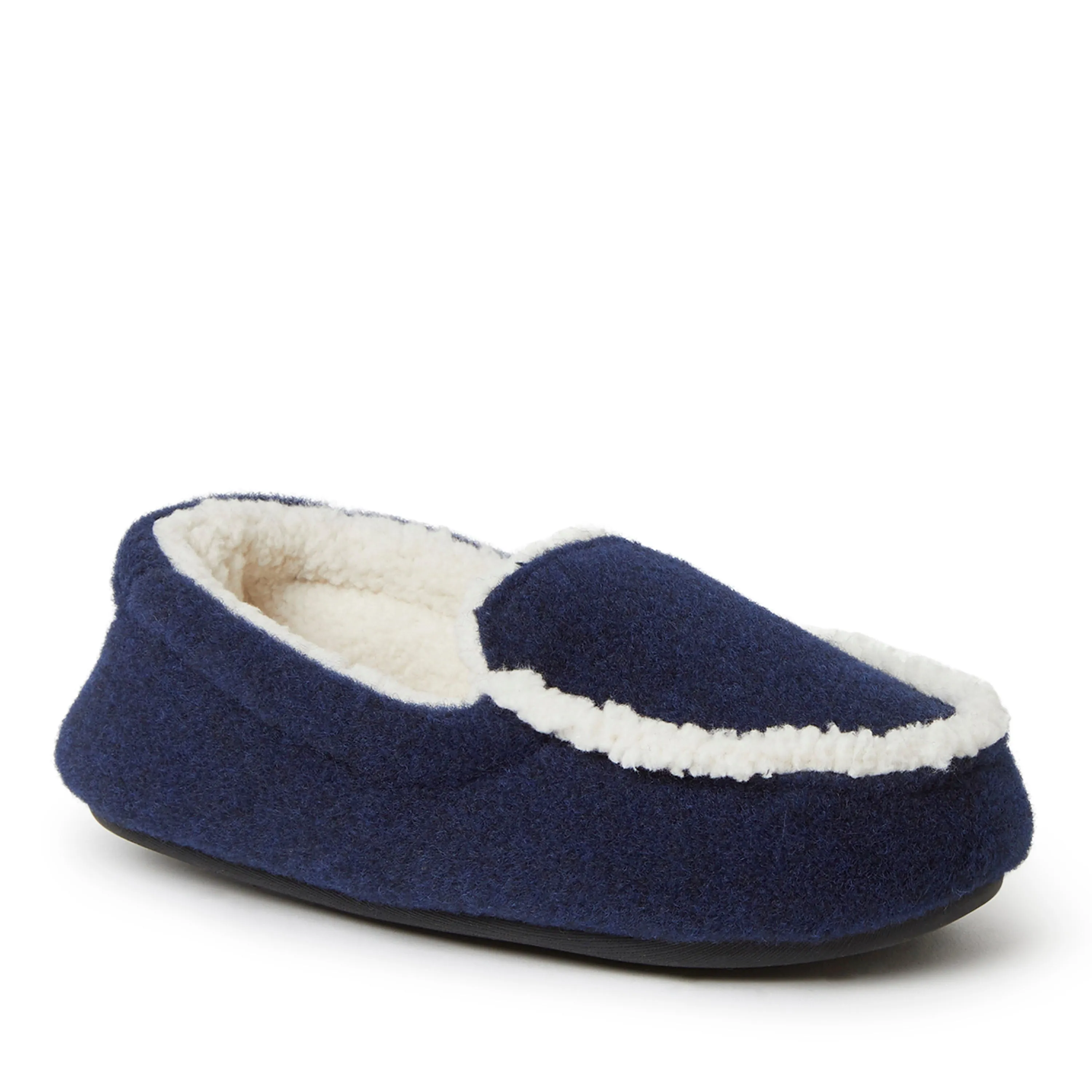 Dearfoams Kid's Unisex Hunter Felted Microwool and Plaid Moccasin Slipper
