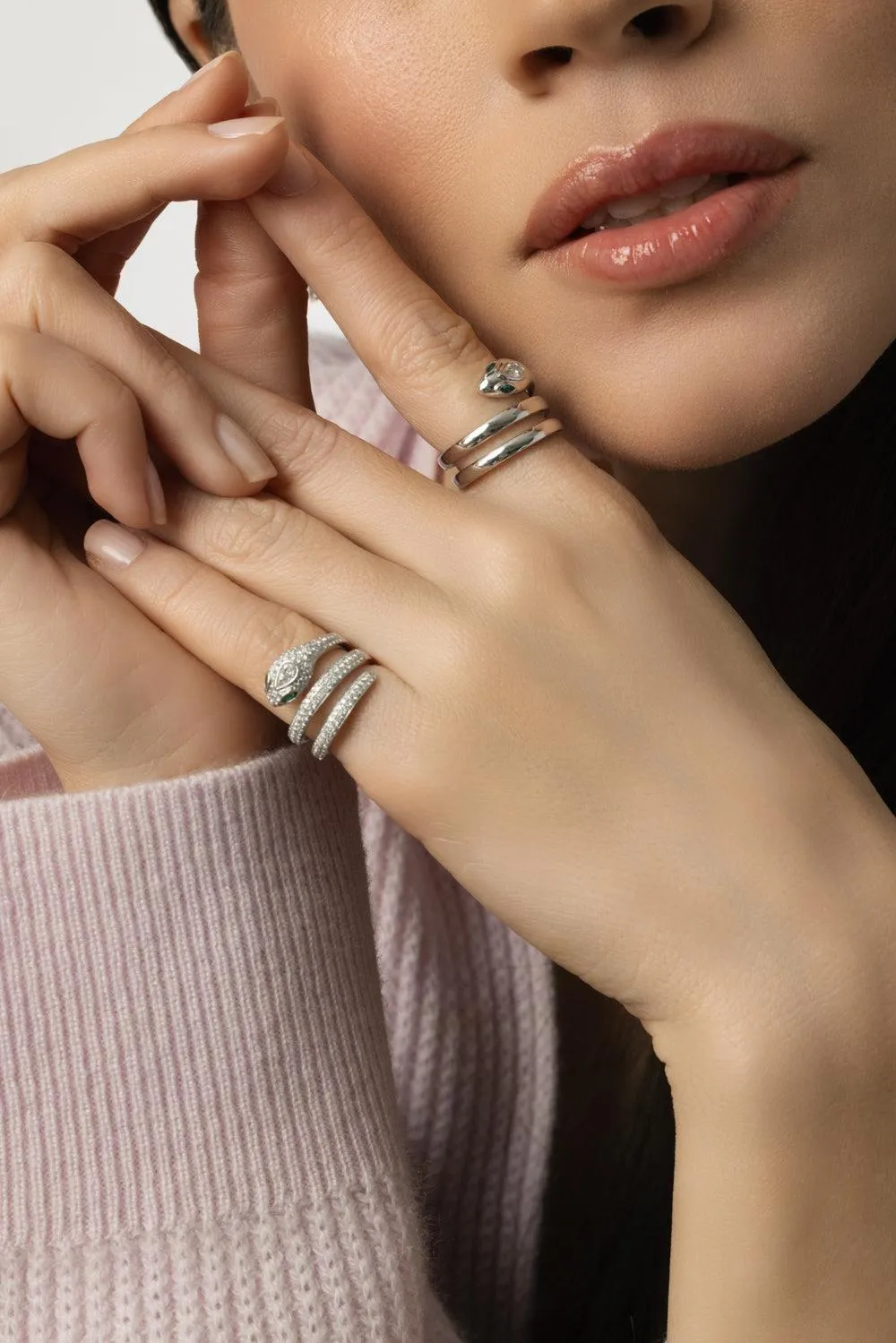 Diamond Snake Coil Pinky Ring