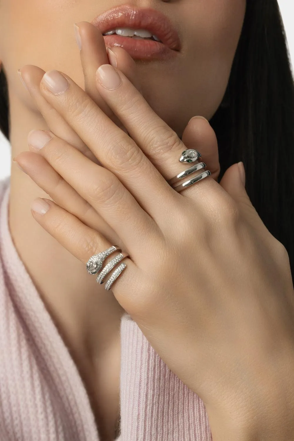 Diamond Snake Coil Pinky Ring