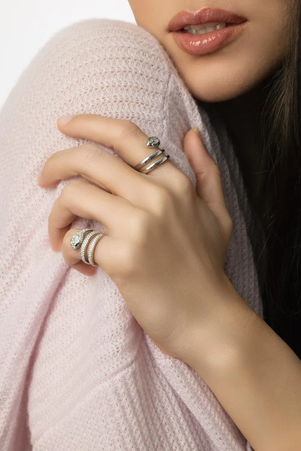 Diamond Snake Coil Pinky Ring