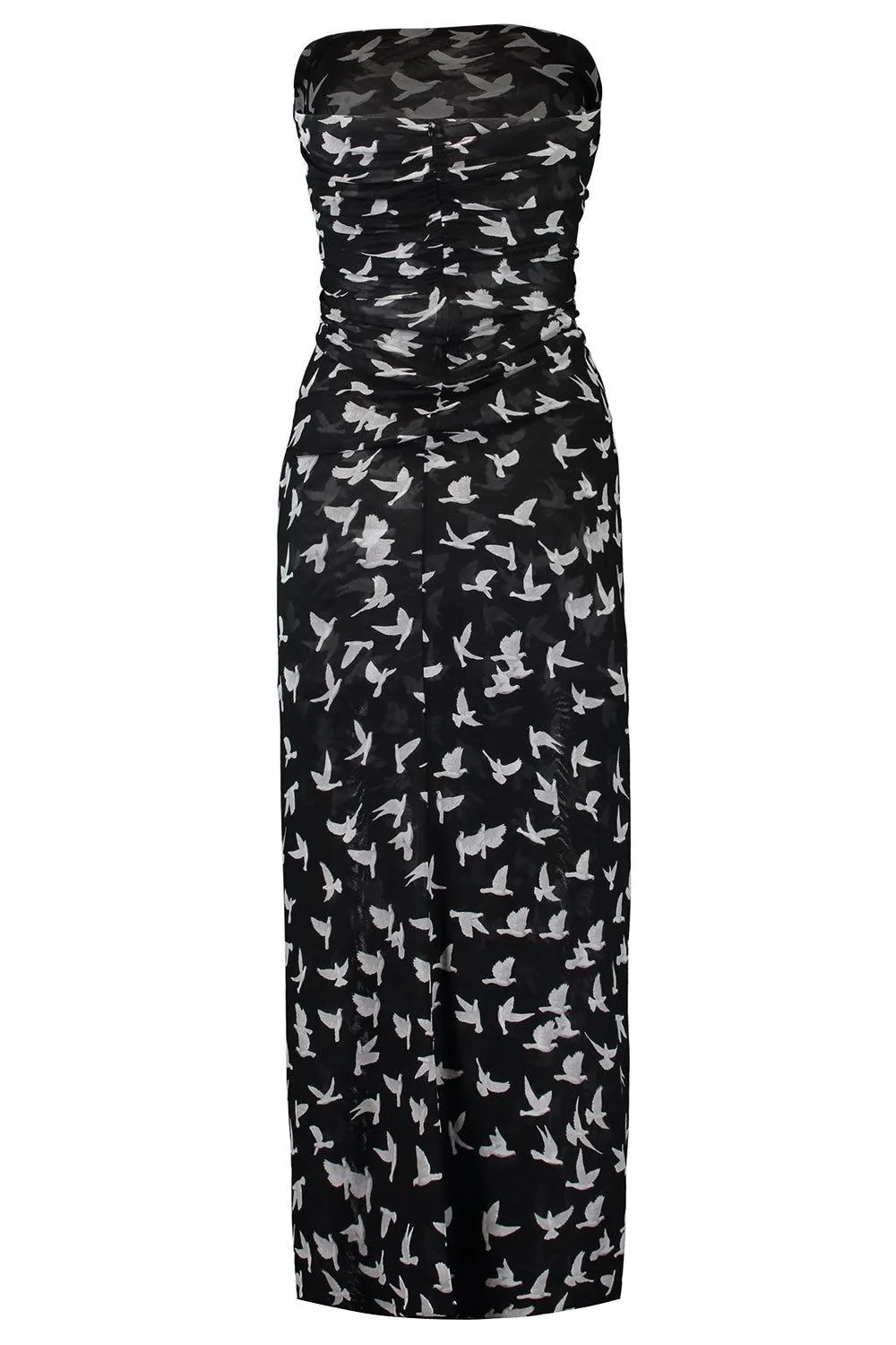 Dove Print Strapless Dress
