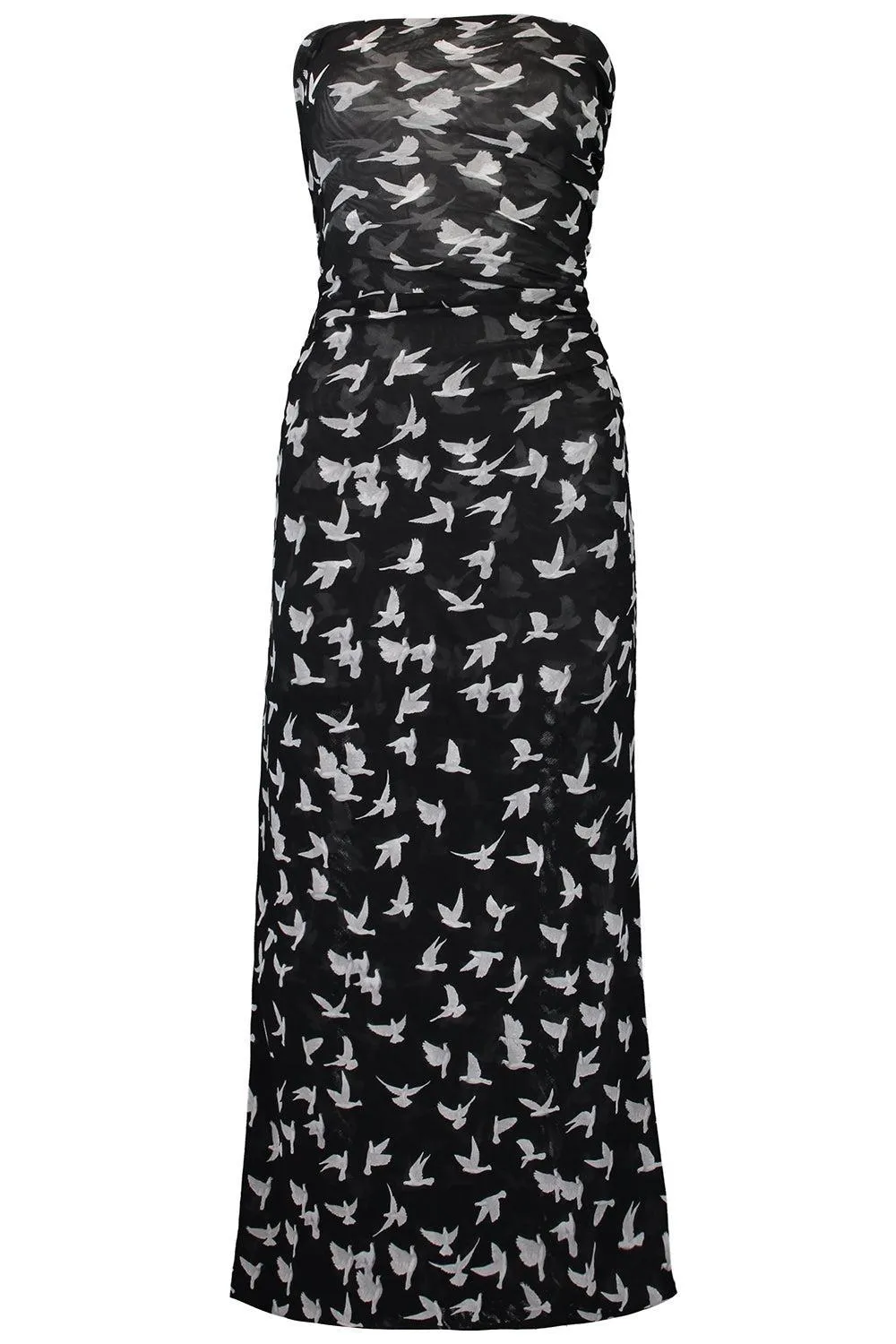 Dove Print Strapless Dress