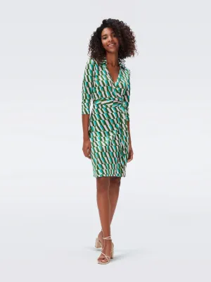 DVF NEW JEANNE TWO 3/4 DRESS ARTA GEO GREEN