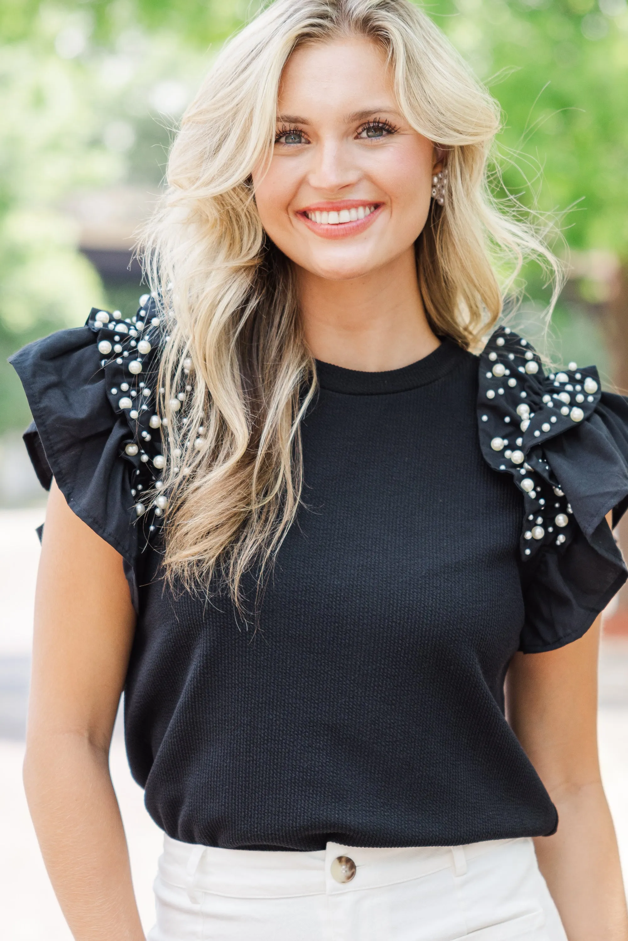 Everyday Dreaming Black Embellished Blouse