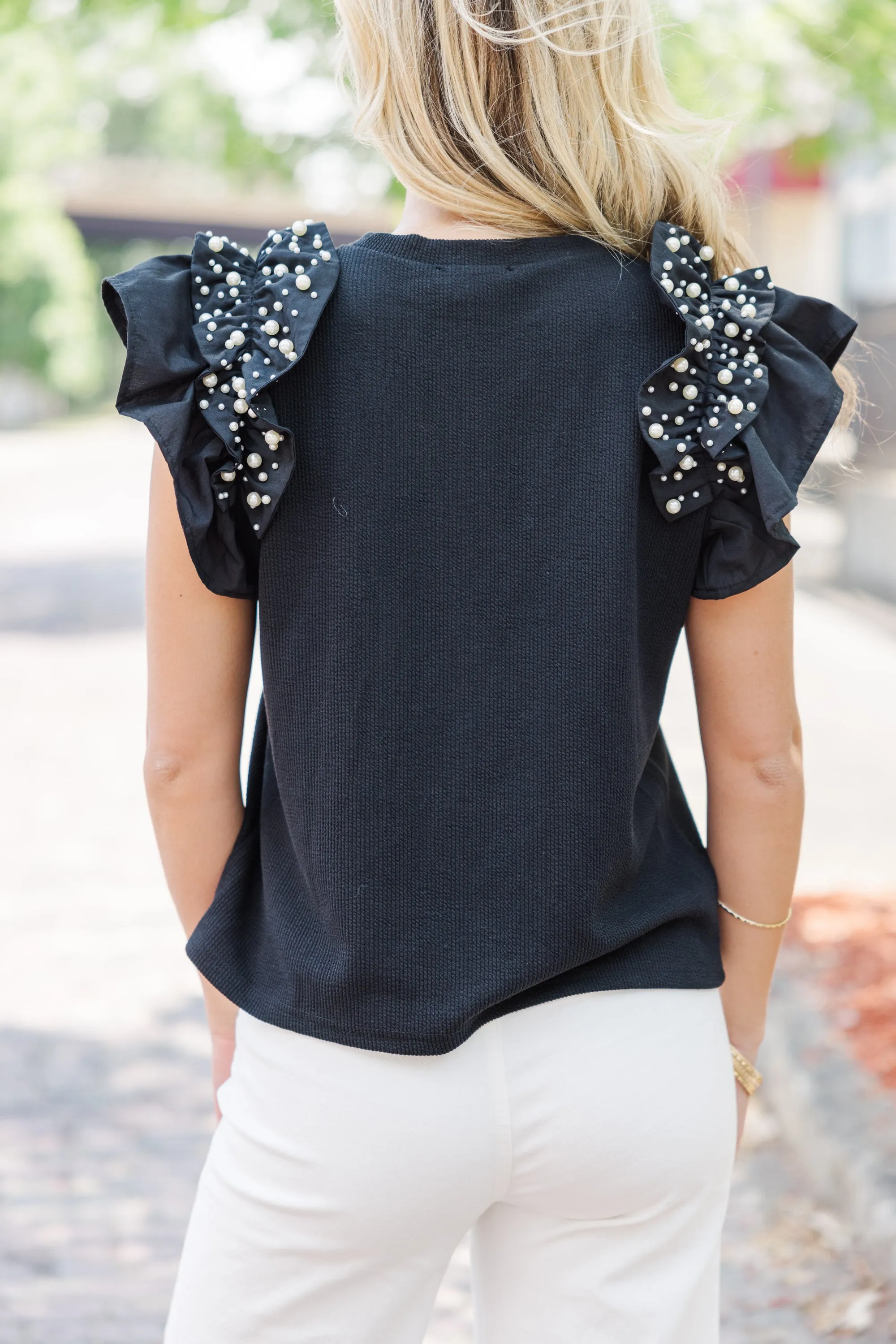 Everyday Dreaming Black Embellished Blouse